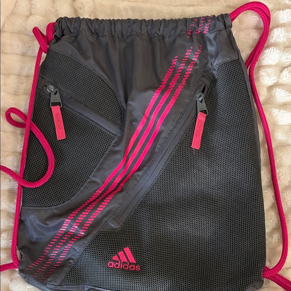 Adidas Charcoal and Hot Pink Sports Sack